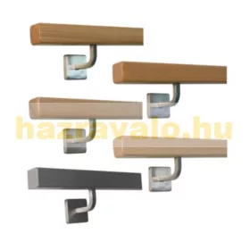   Lépcsőkorlát rozsdamentes acél tartóval 40x40 mm szögletes kapaszkodó 80 cm bükkfából