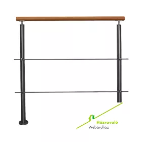   Rozsdamentes acél korlát bükk kapaszkodóval 100 cm 2 oszloppal és 2 merevítővel