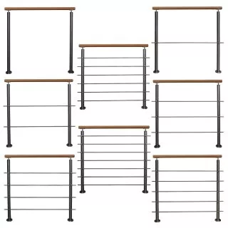 Rozsdamentes lépcsőkorlát bükk kapaszkodóval 80 cm keresztrúd nélkül vagy 2-3-4-5 db keresztrúddal saválló inox anyagból