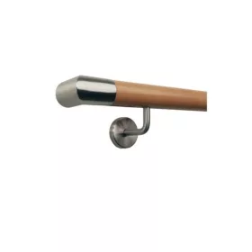   Lépcsőkorlát 100-200 cm rozsdamentes acél tartóval Ø 42 mm kapaszkodó sarok végzáróval 200 cm bükkfából 