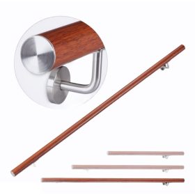   Lépcsőkorlát rozsdamentes acél és alumínium 100 cm korlát tölgyfa hatású