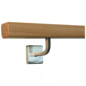   Lépcsőkorlát rozsdamentes acél tartóval 40x40 mm szögletes kapaszkodó 140 cm tölgyfából