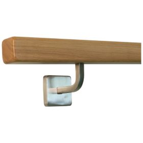   Lépcsőkorlát rozsdamentes acél tartóval 40x40 mm szögletes kapaszkodó 140 cm tölgyfából