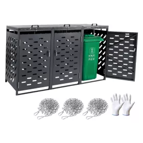   Hulladékgyűjtő tároló fém kuka tároló ház időjárásálló 3×240 literes hulladéktárolóhoz