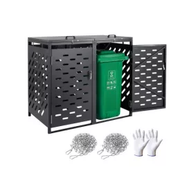   Hulladékgyűjtő tároló 2×240 liter fém hulladéktároló ház zárható, időjárásálló kuka tároló