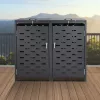 Hulladékgyűjtő tároló 2×240 liter fém hulladéktároló ház zárható, időjárásálló kuka tároló