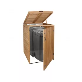   Kerti kukatároló fa szemeteskuka tároló 1 db 80-240 literes kuka tárolására natúr