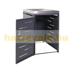   Kerti kukatároló acél szemeteskuka tároló rozsdamentes acél virágágyással 1 db 80-240 literes kuka tárolására antracit