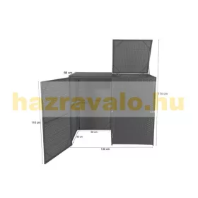 Kerti kuka tároló polirattan szemeteskuka tároló 2x120 liter barna