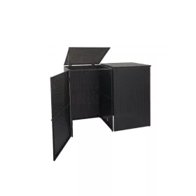   Kerti kuka tároló polirattan szemeteskuka tároló 2x120 liter fekete