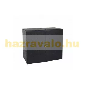   Kerti kuka tároló polirattan szemeteskuka tároló 2x120 liter fekete