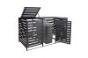 Garden bin storage wooden trash bin storage for storing 3 80-240 liter bins, anthracite