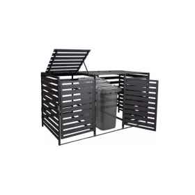   Kerti kukatároló fa szemeteskuka tároló 3 db 80-240 literes kuka tárolására antracit