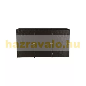   Kerti kuka tároló polirattan szemeteskuka tároló 3x120 liter barna