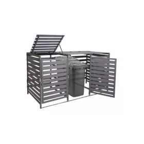   Kerti kukatároló fa szemeteskuka tároló 3 db 80-240 literes kuka tárolására szürke