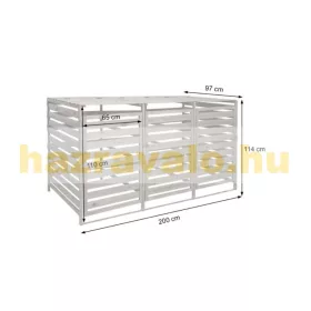   Kerti kukatároló fa szemeteskuka tároló 3 db 80-240 literes kuka tárolására szürke