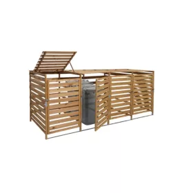   Kerti kukatároló fa szemeteskuka tároló 4 db 80-240 literes kuka tárolására barna