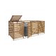 Garden bin storage wooden trash bin storage for storing 4 80-240 liter bins, brown