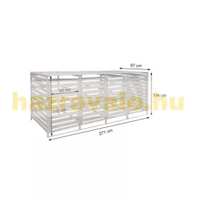   Kerti kukatároló fa szemeteskuka tároló 4 db 80-240 literes kuka tárolására barna