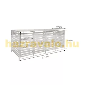   Kerti kukatároló fa szemeteskuka tároló 4 db tároló 80-240 literes kuka tárolására szürke