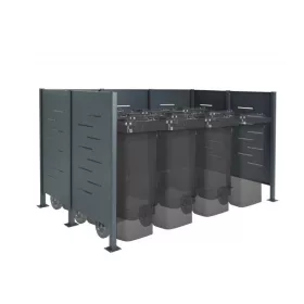   Kerti kukatároló horganyzott acél szemeteskuka tároló 150x243x163 cm antracit kültéri kukatartó kerítés