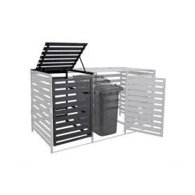   Kerti kukatároló fa szemeteskuka tároló 1 db kiegészítő kukatárolóhoz megfelelő 80-240 literes kuka tárolására antracit