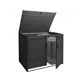   Kerti kukatároló fa szemeteskuka tároló 2 db tároló 138x138x105 cm antracit fenyőfából