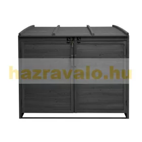   Kerti kukatároló fa szemeteskuka tároló 2 db tároló 138x138x105 cm antracit fenyőfából