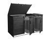 Garden bin storage wooden trash bin storage 3 bins 120x207x104 cm made of anthracite pine wood