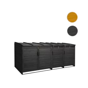   Kerti kukatároló fa szemeteskuka tároló 4 db tároló 116x66x92 cm antracit fenyőfából