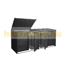   Kerti kukatároló fa szemeteskuka tároló 4 db tároló 116x66x92 cm antracit fenyőfából