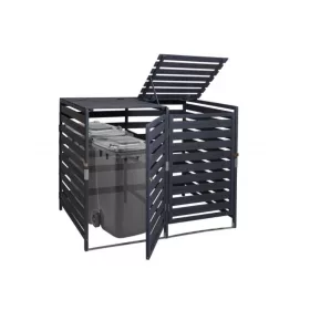   Kerti kukatároló fa szemeteskuka tároló 2 db 80-240 literes kuka tárolására antracit