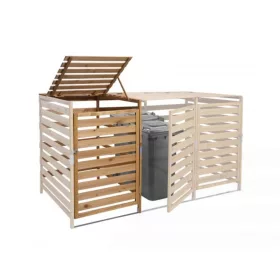    Kerti kukatároló fa szemeteskuka tároló 1 db kiegészítő kukatárolóhoz megfelelő 80-240 literes kuka tárolására barna