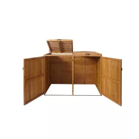   Kerti kukatároló fa szemeteskuka tároló 2 db tároló 126x158x98 cm barna fenyőfa szemetes tartó