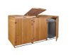 Garden trash bin wooden trash bin storage 3 bins 126x237x98 cm brown pine wood garbage holder