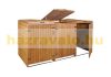 Garden trash bin wooden trash bin storage 3 bins 126x237x98 cm brown pine wood garbage holder