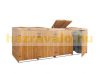Garden trash bin wooden trash bin storage 4 bins 126x316x98 cm brown pine wood garbage bin holder