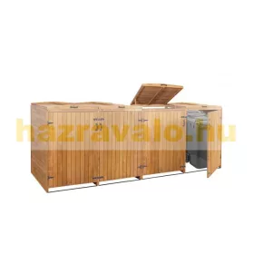   Kerti kukatároló fa szemeteskuka tároló 4 db tároló 126x316x98 cm barna fenyőfa szemetes tartó