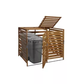   Kerti kukatároló fa szemeteskuka tároló 2 db 80-240 literes kuka tárolására barna