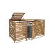 Garden bin storage wooden trash bin storage for storing 3 80-240 liter bins, brown