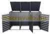 Garden bin storage galvanized steel trash bin storage 3 bins 117x200x80 cm anthracite-gold