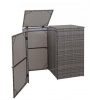 HWC-E25 Double Garbage can storage poly rattan 120 liters gray