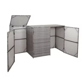   HWC-E25 3 részes Szemeteskuka tároló polirattan 3x 120 liter szürke