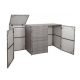 HWC-E25 3-part Garbage bin storage polyrattan 3x 120 liters gray