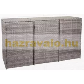   HWC-E25 3 részes Szemeteskuka tároló polirattan 3x 120 liter szürke