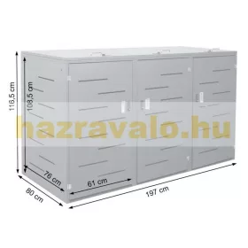   HWC-E83 3 részes Szemeteskuka tároló bővíthető rozsdamentes acél 