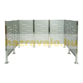   Kerti kukatároló rozsdamentes acél szemeteskuka tároló 150x243x163 cm inox kültéri kukatartó kerítés
