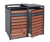 Garden bin storage galvanized steel trash bin storage 2 bins 117x132x80 cm dark brown