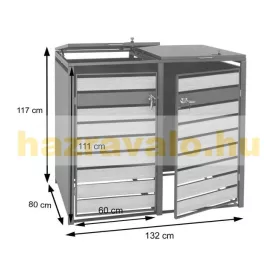  Kerti kukatároló horganyzott acél szemeteskuka tároló 2 db tároló 117x132x80 cm sötétbarna