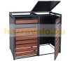 Garden bin storage galvanized steel trash bin storage 2 bins 117x132x80 cm dark brown